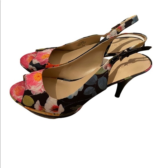 Nine West Floral High Heel Shoes Size 7 1/2 Med - Picture 2 of 5